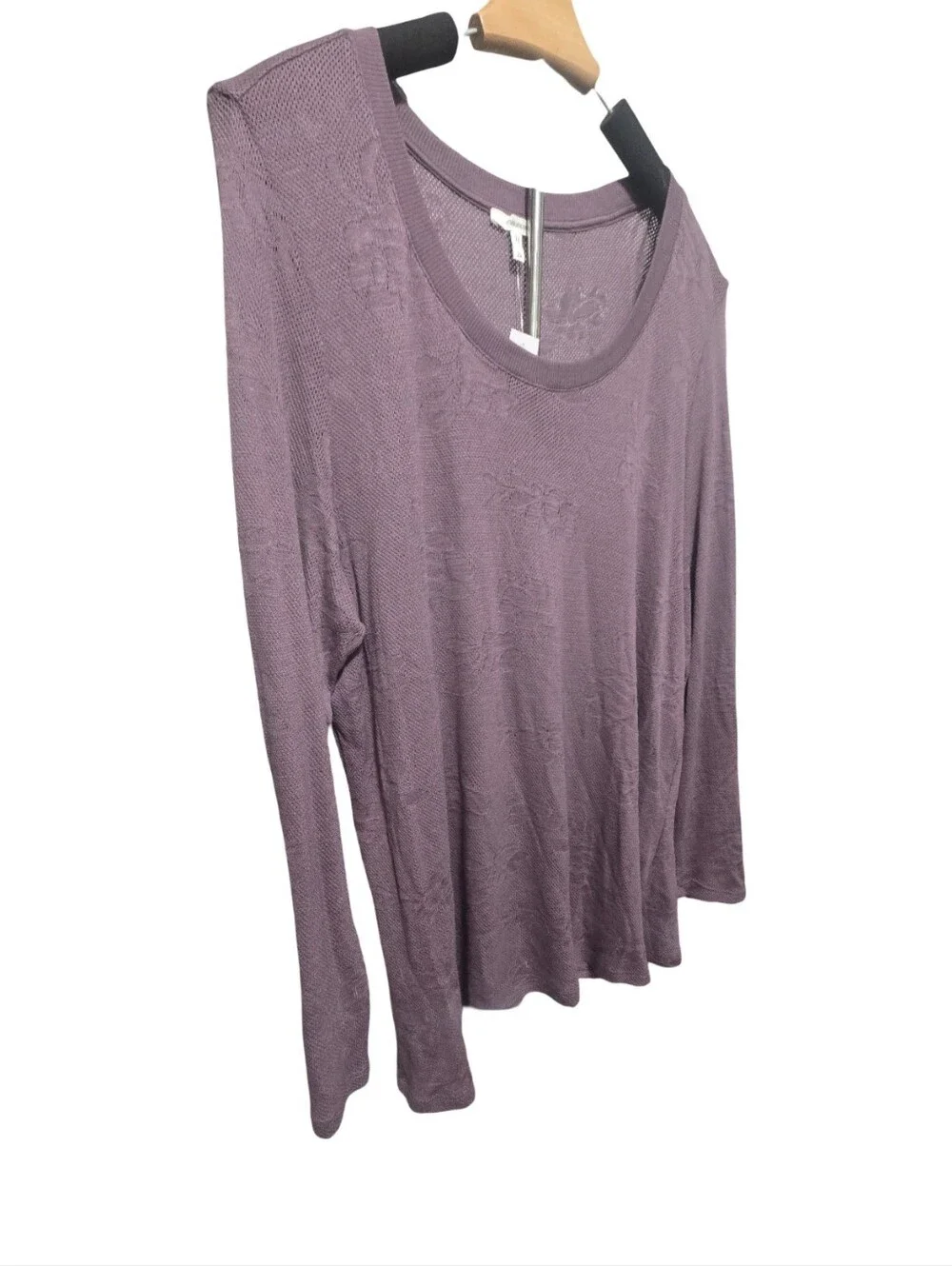 Maurices Mauve/purple Lace-Texture Long Sleeve Floral Mesh Layering Fall